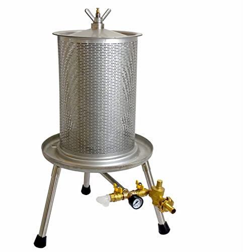 Fischer Edelstahl Wein Apfel Obst Saft Hydropresse 20 Liter INOX mit Wasserdruck-Antrieb