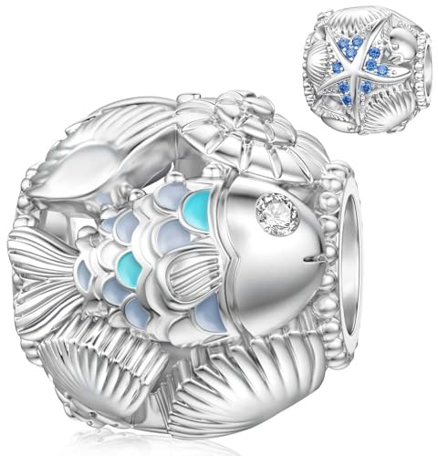 SEVENWELL Breloque en forme d'abeille, papillon, insecte, coquillage, étoile de mer, pour Pandora, Argent sterling, Zircone cubique