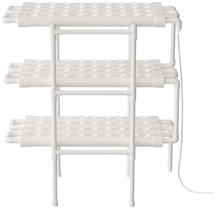 Qussse Kit de culture hydroponique à 3 couches 108 trous pour plantes végétales hydroponiques légumes en PVC avec dispositif de synchronisation pour jardin, maison, bureau