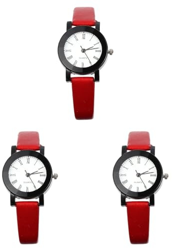SOIMISS 3stücke Damen Quarz Armbanduhr Mit Feinem Lederarmband Stilvolle Und Präzise Zeitmessung Für Modebewusste Frauen Klassisches Design Für Alltag Und Freizeit