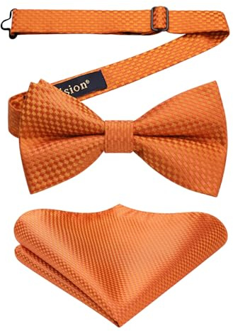 Enlision Herren Fliege mit Einstecktuch - Fliegen für Herren Hochzeit Vorgebunden Schleife Anzug Fliege und Taschentuch Set mit Geschenkbox