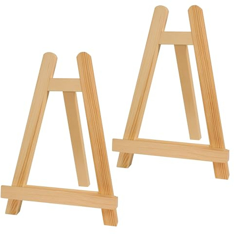 Staffelei Klein aus Holz, 28x20cm Faltbare Tischstaffelei Holz Bilderständer Mini Staffeleien Dreieck Display Staffelei für Malkurse, Geburtstage, Hochzeiten (2 Stück)