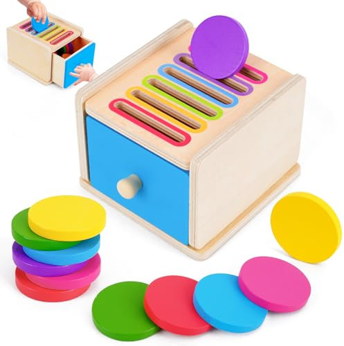 FCSONU Kinder Montessori Spielzeug ab 1 2 3 Jahre Jungen Mädchen, Holzspielzeug ab 1 Jahr, Farbe Sortierspiel Steckspiel Kinderspielzeug ab 2, Ostern Kindertag Geburtstag Geschenk für Baby Weihnachten