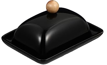 OFFSCH Beurrier En Céramique Avec Couvercle Noir, Plateau à Fromage Multifonction, Récipient Alimentaire En Céramique, Cuisine Et Conservation Du Beurre