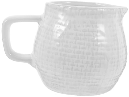 DINHEAROM Bricco Latte in Ceramica Bianca 150ml, Lattiera Elegante per Casa e Cucina, Facile da Versare da Pulire