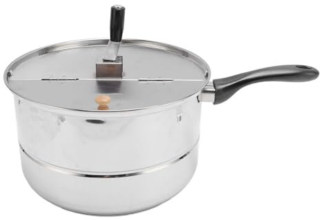 Popcorn Maker Stainless Steel Popcorn Popper with Hand Crank, Gas Electric Heating Popcorn Maker for Family Movie Nights, Minimal Space Occupation