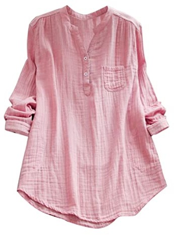 Meine Bestellungen Anzeigen 2025 Auf Deutsch Musselin Bluse Damen Baumwolle Leinen Shirt V Ausschnitt Longbluse Oversize Langarm Leinenbluse Sommer Oberteile Tunika Leinenshirt Leicht Und Luftig