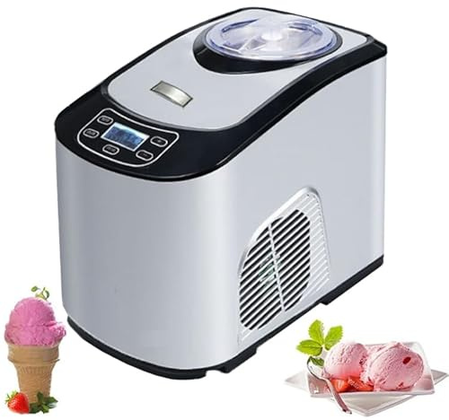 Ice Cream Maker with Compressor - No Pre-Freezing Automatic Machine, 1.5L Capacity, Smart Soft and Hard Ice Cream Production, Touchscreen Control and Timer