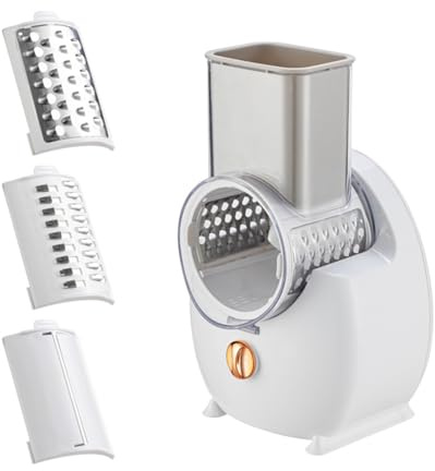 IUYIXWFP Rotary Cheese Grater, Electric Cheese Grater 3 in1, Automatic Cheese Shredder Vegetable Cutter, Detachable Food Slicer, Nut Grinder for Cheeses, Fries, Fruit,B