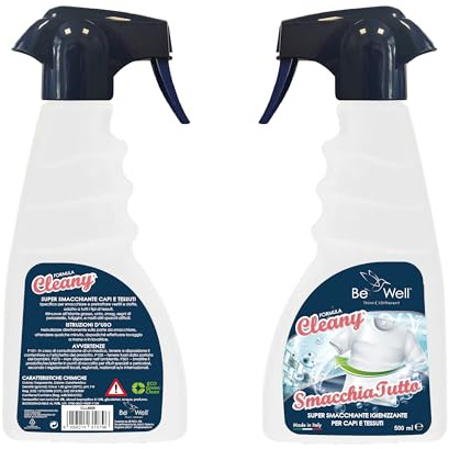 CLEANY Quitamanchas desinfectante en spray para tejidos y ropa, fórmula súper quitamanchas, 500 ml, para eliminar manchas de grasa, vino y sudor