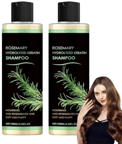 Rosmarin Shampoo für Haarwachstum,Organic Rosemary Hair Growth Shampoo,Natürliches Rosmarin Hydrolysiertes Keratin Shampoos Damen zur Stärkung von feinem Haar und bei Haarausfall (2 Stück)