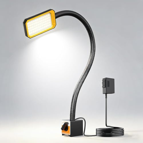 Lampe de travail à LED, 2500 lumens, col de cygne flexible, magnétique, pour tour et perceuse, lampe de travail avec base magnétique puissante 110-220 V 25 W (aimant)