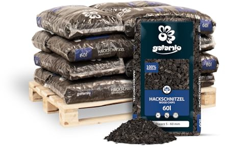 GALAMIO Hackschnitzel Holzdekor Schwarz 5-60 mm 720 L (12 x 60 L) 1 Palette | Natürlich eingefärbter Bodenschutz