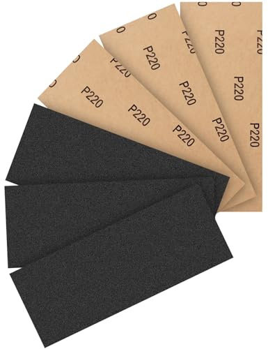 Limiebllu 25 Pcs Wet and Dry Sandpaper Sheets 220 Grit Assorted Sandpaper | for Automotive Polishing Wood Furniture Finishing Metal and Glass 9 x 3.6 Inch Waterproof Silicon Carbide Paper