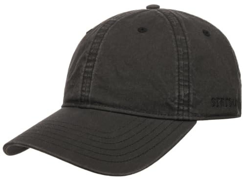 Stetson Ducor Sun Guard Fullcap Uomo - Cappellino da Baseball in Cotone bio (sostenuto) - Primavera/Estate - Protezione UV 40+ - Look-StoneWashed - Cappellino da Esterno Nero XS (52-53 cm)