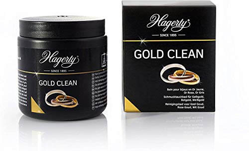 Hagerty Gold Clean Goldbad 170 ml I Effektivt smycke dykbad för rengöring av gult guld vitt guld roséguld I guldsmycken rengöringsmedel för förnyad glans I smyckesrengöringsbad med dykkorg