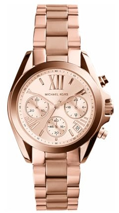 Michael Kors Bradshaw Mini Chronograph Quartz Watch with Rose Gold Stainless Steel Strap for Women MK5799