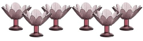 CRISTALICA Eiscremeglas Eisbecher Eisglas Eisschale Seerose 6er-Set rosa Colori Gelato 11cm