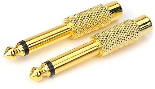 MOBOREST Lot de 2 adaptateurs audio stéréo jack mono 6,35 mm mâle (6,35 mm) vers RCA femelle