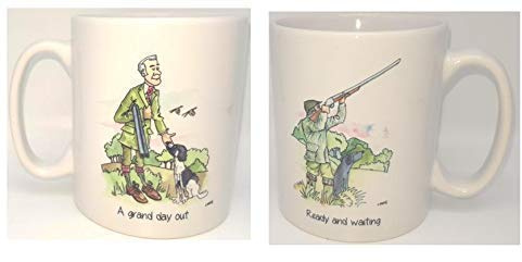 Farm Cottage Brands Game Day Shotgun Shooting Mug featuring our A Grand Day Out and Ready and Waiting pheasant/partridge pictures. Dishwasher and microwave safe (AC042)