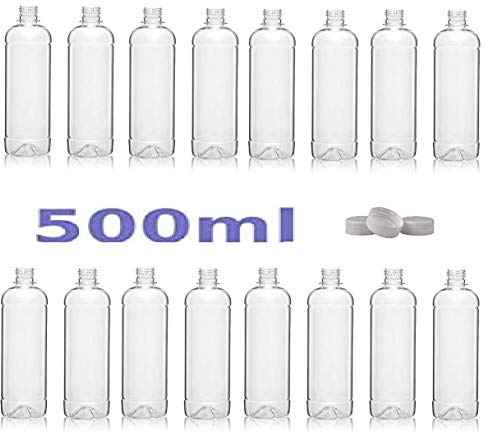 B2C Clear PET Plastic Bottles With White Screw Caps Drinks Bottles Home Brew Beer 500ML (100)