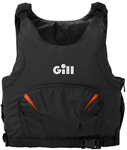 Gill Junior Pro Racer Side Zip 50N Kayak Dinghy Sailing PFD Buoyancy Aid para Deportes acuáticos - Negro Naranja - Unisex