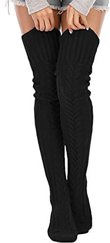 SherryDC Women's Cable Knit Thigh High Socks Winter Boot Stockings Extra Long Over Knee High Leg Warmers