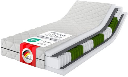 MSS e.K. Tonnentaschenfederkernmatratze Medic Plus | 90x200 cm | Härtegrad H5 | ergonomische 7 Zonen Matratze | Höhe ca. 21 cm| Oeko-Tex Zertifiziert | Made in Germany