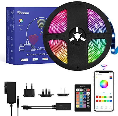 SONOFF L2 Tiras LED 5M,RGB Tira de Luces Inteligente Regulable, ,Control de Bluetooth, A Prueba de Agua IP65. Luces LED Habitacion Inteligente Funciona con Alexa, Google Asistente y App.