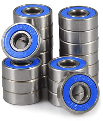 SPEEDWOX Lot de 20 roulements à billes 608 RS à double joint en caoutchouc, roulements miniatures en acier au carbone à rainures profondes pour skateboard, longboard, roller, Fidget Spinner, bleu