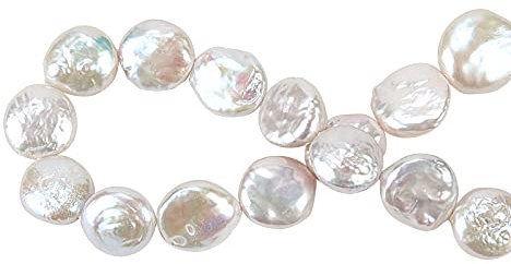 Airssory 15 Stück natürliche Süßwasser-Zuchtperlen, Barock, lose Perlen, flach, rund, Stränge für Frauen, Mädchen, Ohrringe, Halsketten, Armbänder, Schmuckherstellung, 12 ~ 13 mm