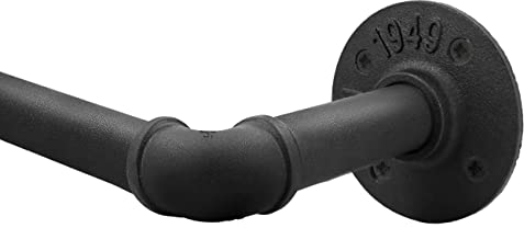 Qlfyuu Industrielle Gardinenstange ausziehbar Vorhangstange für Verdunkelungsvorhänge, verstellbare rutschfest Metall Raumteiler Gardinenstange für Fenster Schlafzimmer (Schwarz, M(110-210cm))