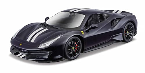 Bburago Ferrari 488 Pista (2018): Modellauto im Maßstab 1:24, Ferrari Race & Play Serie, Türen beweglich, blau (18-26026B)