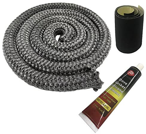 Wood Stove Gasket, 25mm(1) Woodstove Door Gasket Kit, Fiberglass Seal Rope Replacement for Stove or Fireplace Doors, Grey Color, Length 1.8m(72)