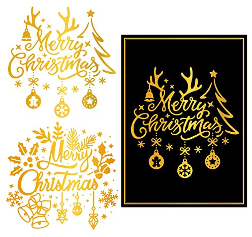 ORIGACH 2 Stück Weihnachten Heißfolien Platte Wörter Metall Heißfolienplatte für Weihnachten DIY Kartenherstellung Fotoalbum Scrapbooking Stempel Dekorative Kunst Handwerk Werkzeuge