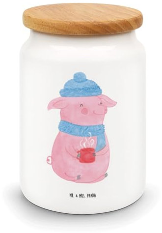 Mr. & Mrs. Panda Frischhaltedose Schwein Glühwein - Geschenk, Weihnachten, Vorratsdosen, Kaffeedose, Dose, Frischhaltedosen, Punsch, keksdosen, Vorratsglas, Glühschwein, Weihnachtsmarkt