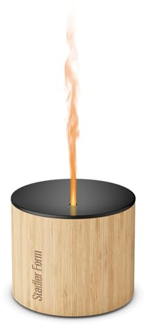 Stadler Form Aroma Diffuser und Laterne Sophie, kabellos | Für ätherische Öle, Ultraschall, für drinnen und draußen, Flammen-Effekt, Akkubetrieb bis 11 h, schwarz mit Bambus-Griff