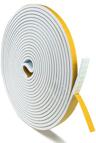shinfly Dichtungsband Türdichtung Selbstklebend, 6mm(B) x 1,5mm(D) Fensterdichtung für Türen Fenster, Dichtband Moosgummi Anti Kälte-Wind Lärm und Kollision (Weiß, 5M)