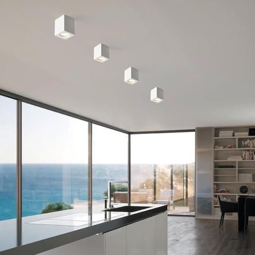 Kovalmax® Portafaretto quadrato in gesso verniciabile da soffitto gu10 bianco luce ideale per interni porta faretto