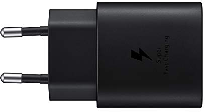 Samsung Chargeur USB C, Adaptateur Secteur 25W Ultra Rapide, Adaptateur USB C vers USB, Chargeur samsung Charge Rapide, Samsung Chargeur Original, sans câble, Noir