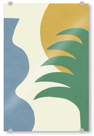 artboxONE Acrylglasbild 60x40 cm Natur Mediterranes abstraktes Goldgrün - Bild Strand Blatt griechisch