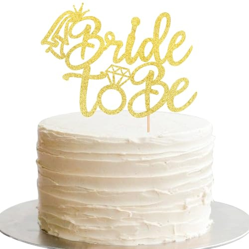 Bride To Be Cake Topper, 1 Stück Wedding Tortendeko, Glitzer Tortendeko, Hochzeit Bride To Be Tortenstecker, Torten Deko, für Brautparty, Verlobungsfeier, Junggesellenabschied (Gold)