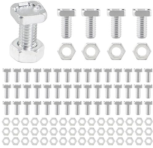 Greenhouse Nuts and Bolts,50 Sets Aluminium Hex Nuts and Square Head Bolts for Building Repairing Greenhouse Necessary Accessories