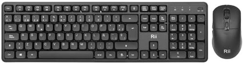 Rii RK209 Combo de Teclado y ratón Inalámbricos, Teclado y Ratón Silenciosos, con Receptor 2,4G(No Incluye Pilas)
