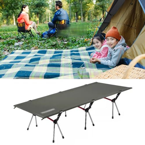 WDFYD Klappbares Campingbett für Erwachsene, 74.8 Extra Länge Reisebett, Outdoor-Schlafbetten, einfach einzurichten Campingbett mit Tragetasche, Unterstützung 300LBS(Black)
