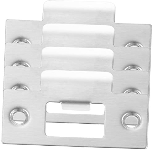 Placa de Cierre de Cerradura para Puerta de Madera, Acero Inoxidable | Pack de 4 Unidades, Color Plata, Resistente Corrosión Desgaste, Cubre Orificios y Bores