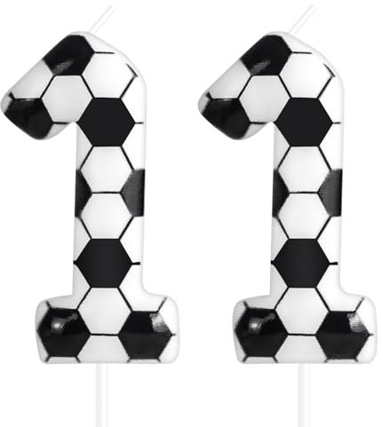 Zolunu Candela di compleanno a tema calcio, candela per torta di 11° compleanno a tema calcio, candela numero 11, topper per torta di compleanno per ragazzi ragazze bambini decorazioni per feste a