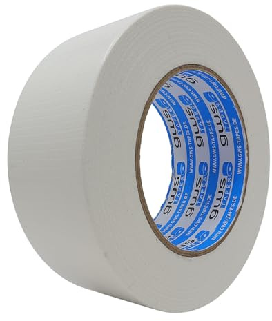 gws Gewebe-Klebeband 1 Rolle, Synthesekautschuk-Panzer-Duct-Tape, von Hand reißbar, 27 Mesh-Gewebe, Gewebeklebeband zur vielseitigen Anwendung 50 m x 48 mm, Weiß