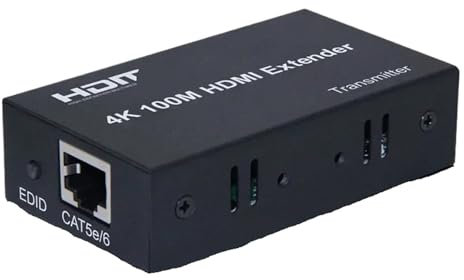 YUANFAHHH HDMI-Extender 4K 60M 100M 120M HDMI Extender Zu RJ45 Cat5e Cat6 Kabel Audio Video Konverter HDMI Ethernet empfänger for PC TV(4K 100M Black)