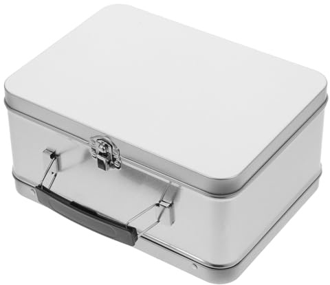 MAGICLULU Vintage Metal Lunch Box with Handle and Lid 8.07X5.91X3.94 Inch Portable Storage Container for Food Snacks Crafts